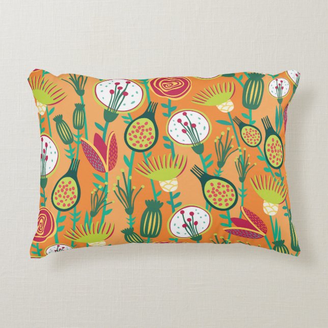 Farbenfrohe, blumengeschmückte Muster Dekokissen (Vorderseite)