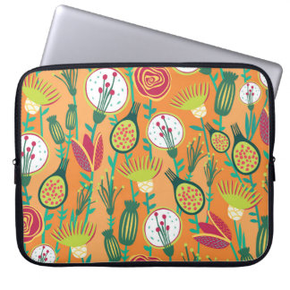 Farbenfrohe, blumengeschmückte Muster Laptopschutzhülle