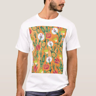 Farbenfrohe, blumengeschmückte Muster T-Shirt