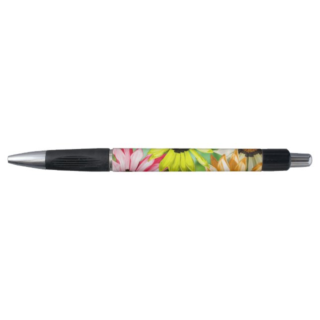 Farbenfrohe, blumengeschmückte Regenbogen-Blume Kugelschreiber (Vorderseite)