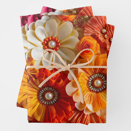 Farbenfrohe Blumengestelle Art Wrapping Paper Shee Geschenkpapier Set