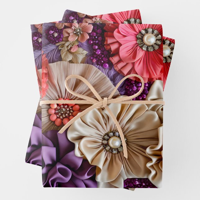 Farbenfrohe Blumengestelle Art Wrapping Paper Shee Geschenkpapier Set (Von Creator hochgeladen)
