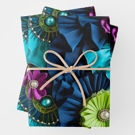 Farbenfrohe Blumengestelle Art Wrapping Paper Shee Geschenkpapier Set