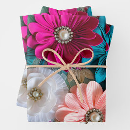 Farbenfrohe Blumengestelle Art Wrapping Paper Shee Geschenkpapier Set