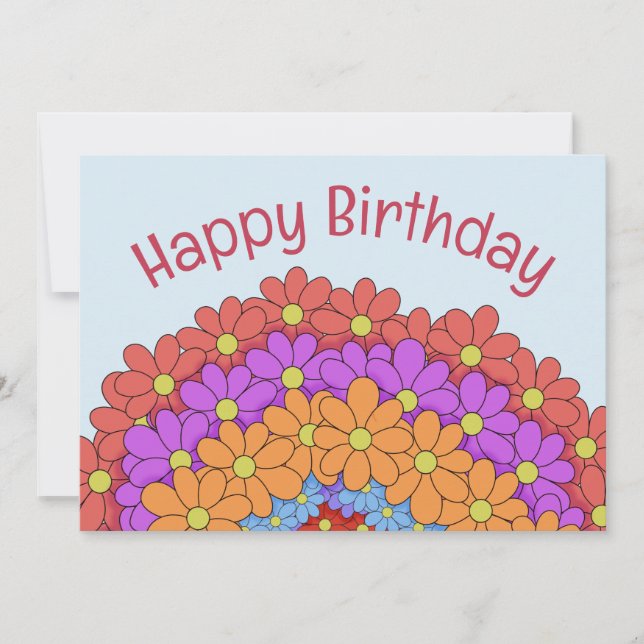 Farbenfrohe Blumengrüße zum Geburtstag Einladung (Vorderseite)
