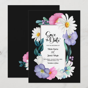 Farbenfrohe Blumenhochzeit retten das Datum Save The Date
