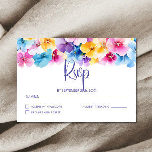 farbenfrohe Blumenhochzeit RSVP Karte