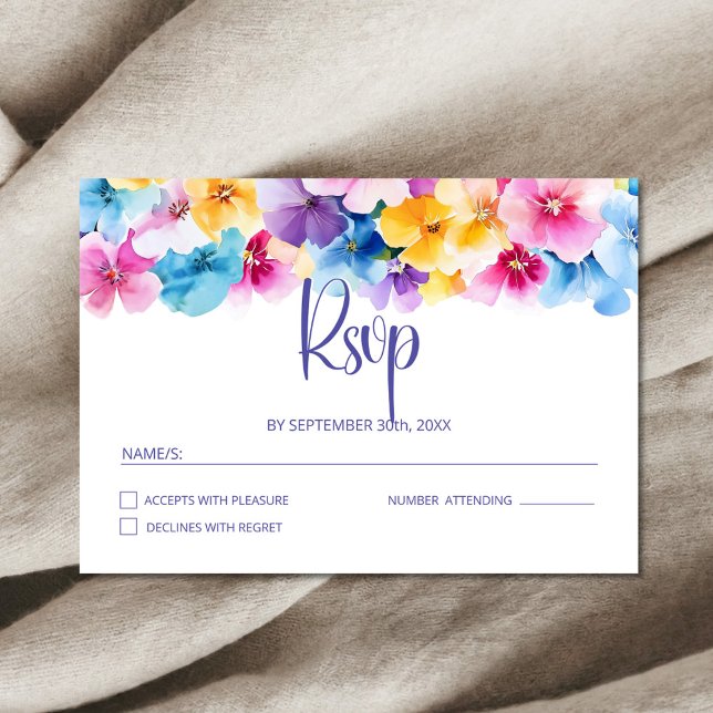 farbenfrohe Blumenhochzeit RSVP Karte (Von Creator hochgeladen)