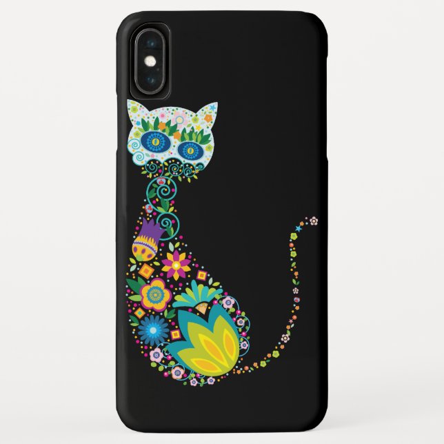 Farbenfrohe Blumenkatze Case-Mate iPhone Hülle (Rückseite)
