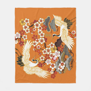 Farbenfrohe Blumenkrane Sakura Muster Fleecedecke