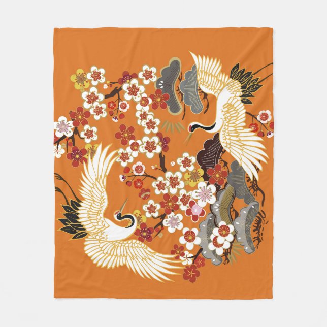 Farbenfrohe Blumenkrane Sakura Muster Fleecedecke (Vorderseite)