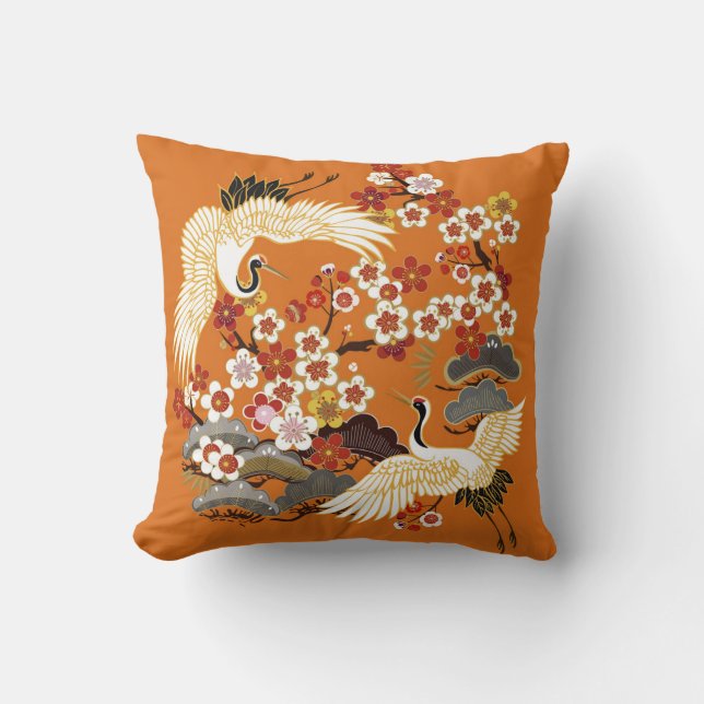 Farbenfrohe Blumenkrane Sakura Muster Kissen (Vorderseite)