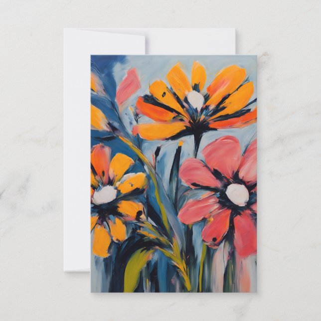 Farbenfrohe Blumenkunst Dankeskarte (Vorderseite)