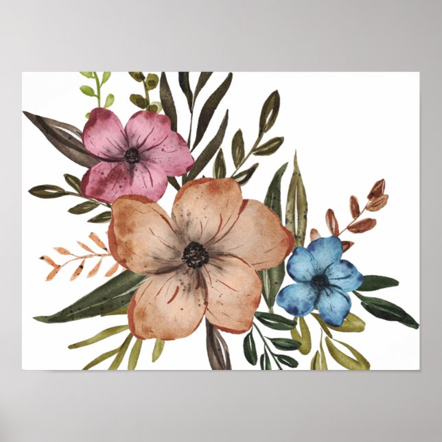 Farbenfrohe Blumenkunst Poster (Vorne)