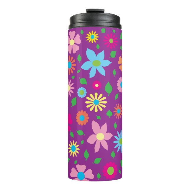 Farbenfrohe Blumenkunst Thermosbecher (Vorderseite)