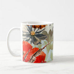 Farbenfrohe Blumenkunst, Vintage Kunst. Kaffeetasse