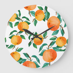 Farbenfrohe Blumenmischung: Aquarellfarben-Illustr Große Wanduhr
