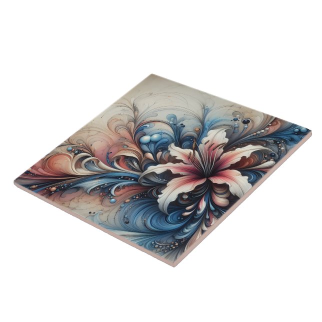 Farbenfrohe Blumenmotive mit wirbelnden Mustern Fliese (Seite)