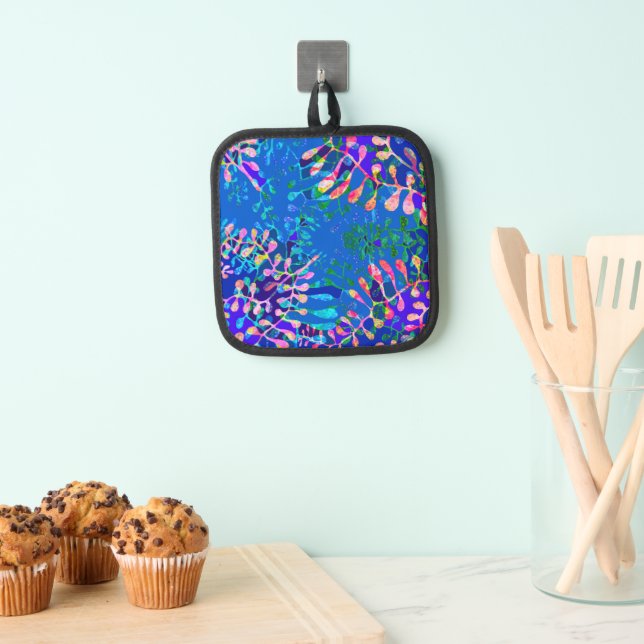 Farbenfrohe Blumenmotive Oven Mitt Topflappen (Insitu (Hängend))