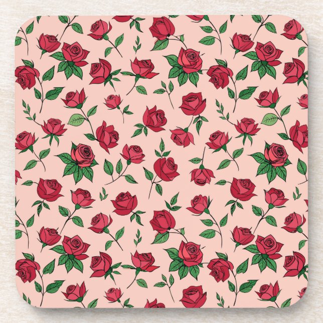 Farbenfrohe Blumenmuster Getränkeuntersetzer (Vorderseite)