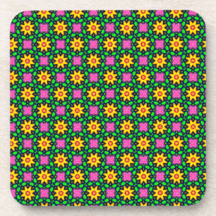 Farbenfrohe Blumenmuster Getränkeuntersetzer