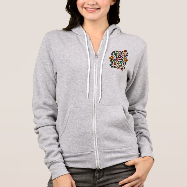 Farbenfrohe Blumenmuster Hoodie (Vorderseite)