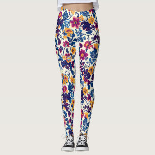 Farbenfrohe Blumenmuster Leggings