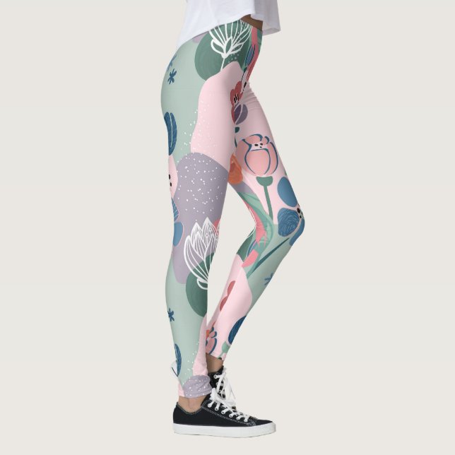 Farbenfrohe Blumenmuster Leggings (Rechts)