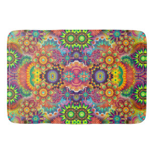 Farbenfrohe Blumenmuster Mandala Muster Badematte