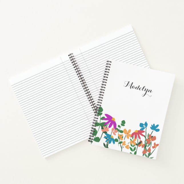 Farbenfrohe Blumenmuster personalisiert Notizbuch (Innenseite)
