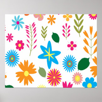 Farbenfrohe Blumenmuster Poster