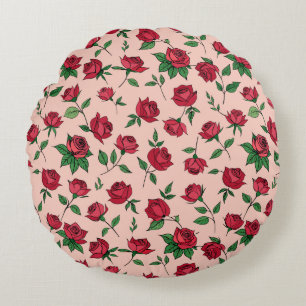 Farbenfrohe Blumenmuster Rundes Kissen