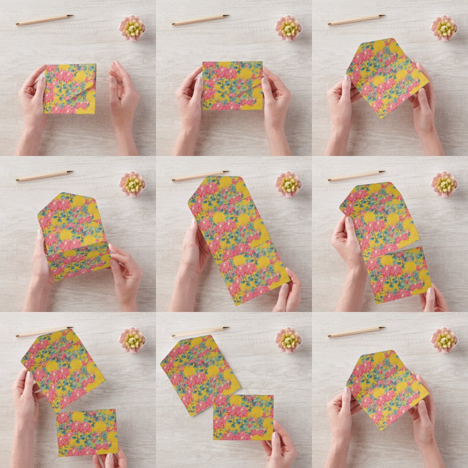 Farbenfrohe Blumenmuster - Schürze-Magie All In One Einladung