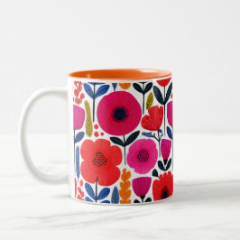 Farbenfrohe Blumenmuster Wasserfarbe BOHO Zweifarbige Tasse