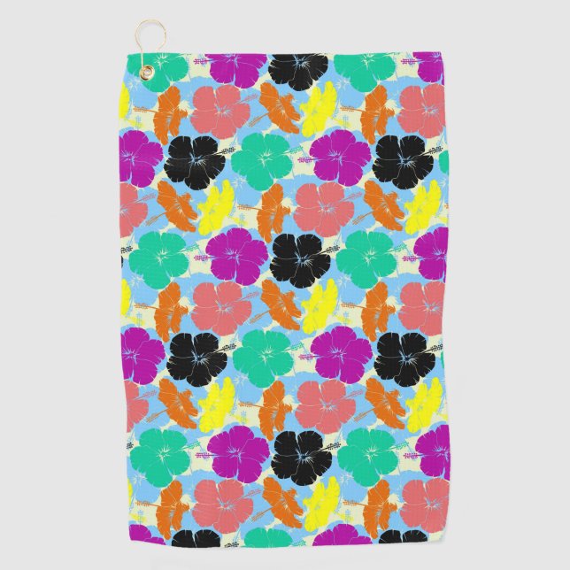 Farbenfrohe Blumenmusterdesign Golfhandtuch (Vorderseite)