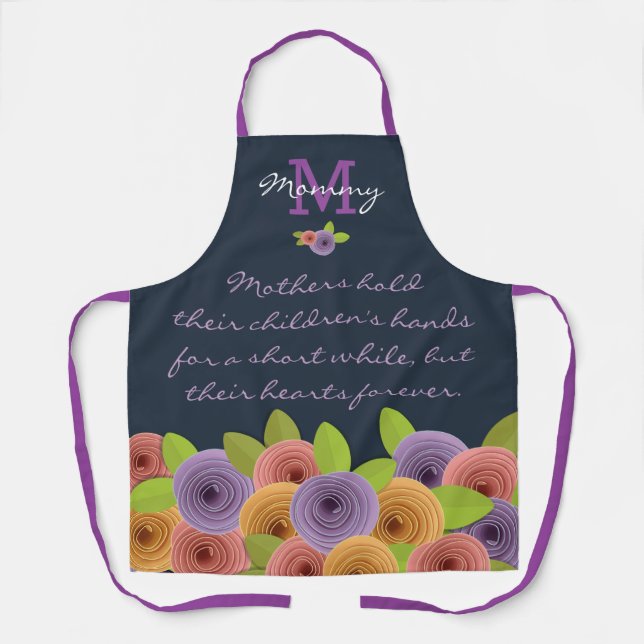 Farbenfrohe Blumenmutter Tagesangebot mit Monogram Schürze (Vorderseite)