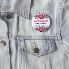 Farbenfrohe Blumenpracht, mexikanische Fiesta Button