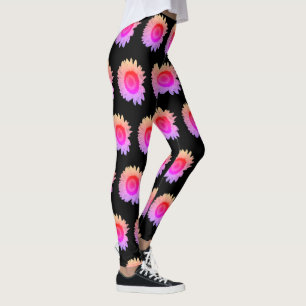 Farbenfrohe, blumenrosa Blume Orange Black Leggings