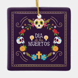 Farbenfrohe Blumenschädel Dia de Muertos | Keramik Keramikornament