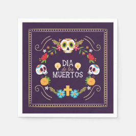 Farbenfrohe Blumenschädel Dia de Muertos | Serviet Serviette