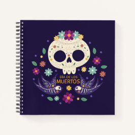 Farbenfrohe Blumenschäume Dia de Muertos | Notizbu Notizbuch