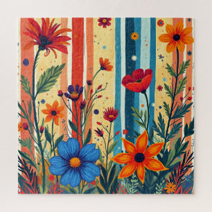 Farbenfrohe Blumenstreifen Regenbogen Design