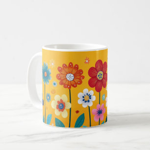 Farbenfrohe Blumenvase, Helle Muster Lebendige Vol Kaffeetasse