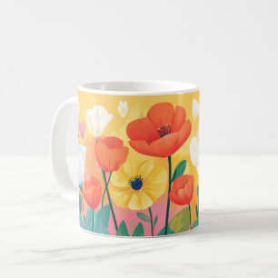 Farbenfrohe Blumenvase, Helle Muster Lebendige Vol Kaffeetasse