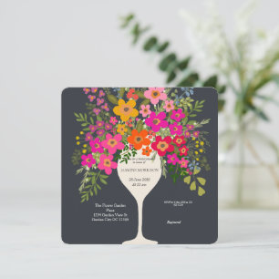 Farbenfrohe Blumenweine Brautparty Save The Date