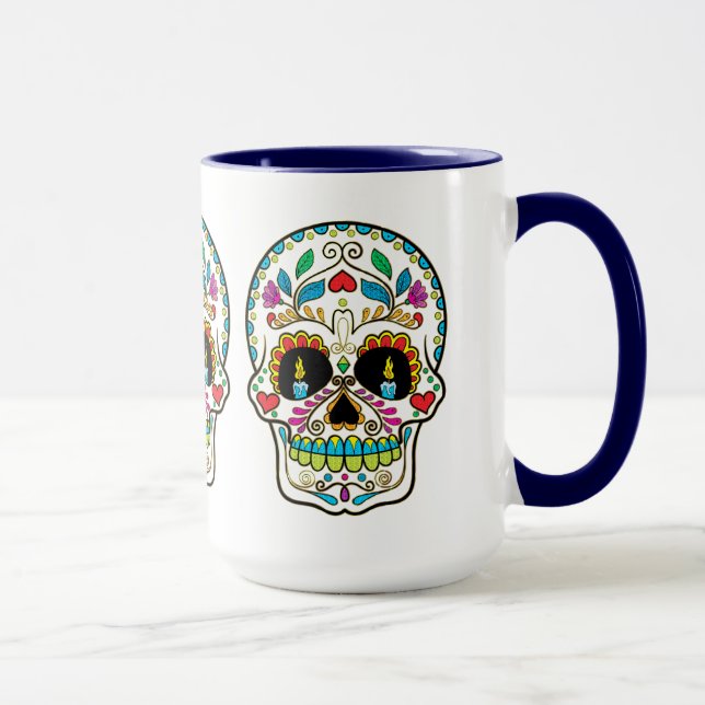 Farbenfrohe Blumenzucker Brennende Kerzen Tasse (Rechts)