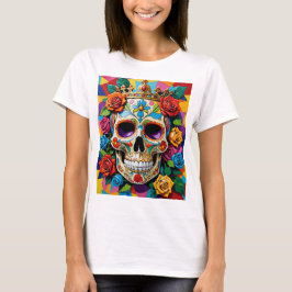 Farbenfrohe Blumenzuckerkunst T - Shirt Design