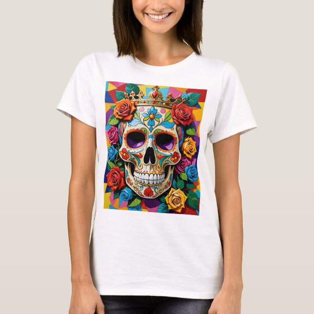 Farbenfrohe Blumenzuckerkunst T - Shirt Design (Vorderseite)