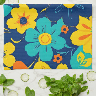 Farbenfrohe, blutdrucksenkende Blume im Dopamin-St Geschirrtuch