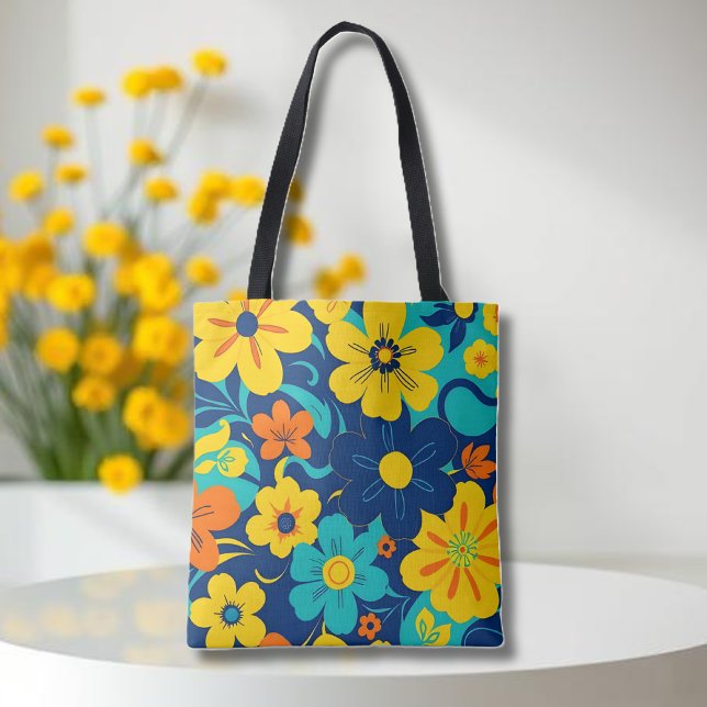 Farbenfrohe, blutdrucksenkende Blume im Dopamin-St Tasche (Colorful Rush Blooms-Dopamine Style-Tote Bag)